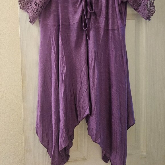 Love kiss boho shark bite hem purple tunic Hippie Witchy Whimsigoth blouse XXL - Picture 4 of 6
